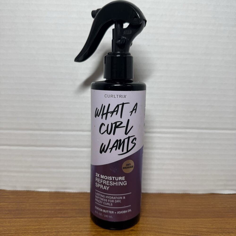 Curltrix 3X Moisture Refreshing Spray Cocoa Butter +Jojoba Oil 8oz./240ml. New